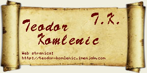 Teodor Komlenić vizit kartica